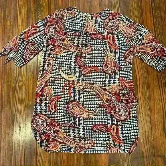 Anthropologie Fig and Flower Women's Tunic Blouse Size L Paisley Boho Knee Long - Picture 2 of 7